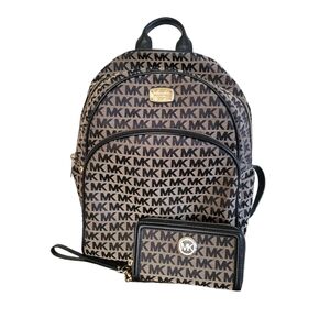 Michael Kors Large Abbey Backpack AND Fulton Phone Case Zip-up Wristlet Wallet
